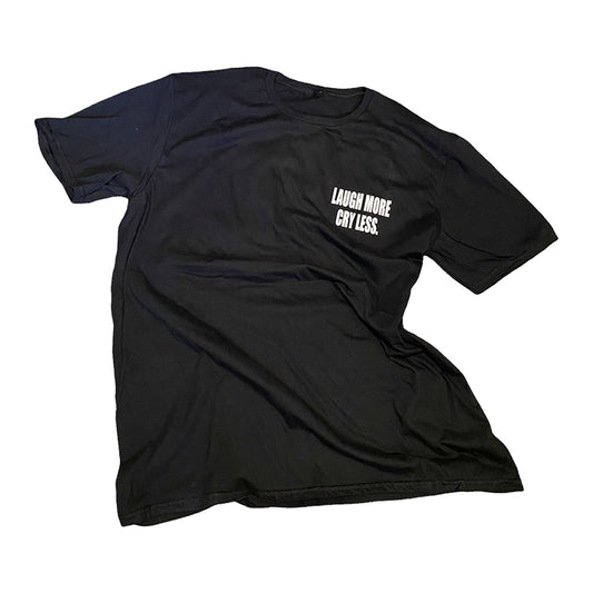 Black Laugh More Cry Less Reflective Tee